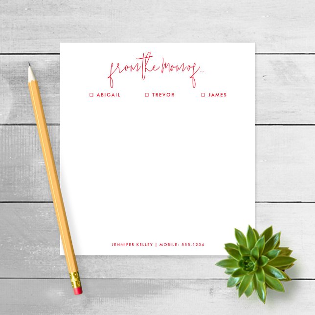 "Da Mãe de" Nota à Escola, Bloco de Notas Vermelho (Criador carregado)