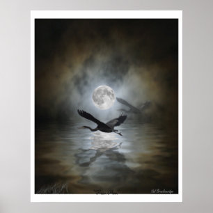 Da "poster do impressão da arte da lua garça-rea