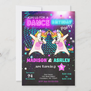 Dabbing Unicorn Birthday Convite / Partido Conjunt