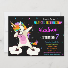 Dabbing Unicorn convite de aniversário Magic party