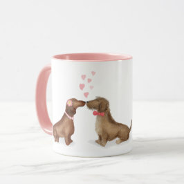 Dachshances apaixonados por caneca personalizada (