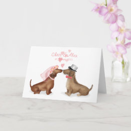Dachshances no cartão de casamento amoroso (moça/m