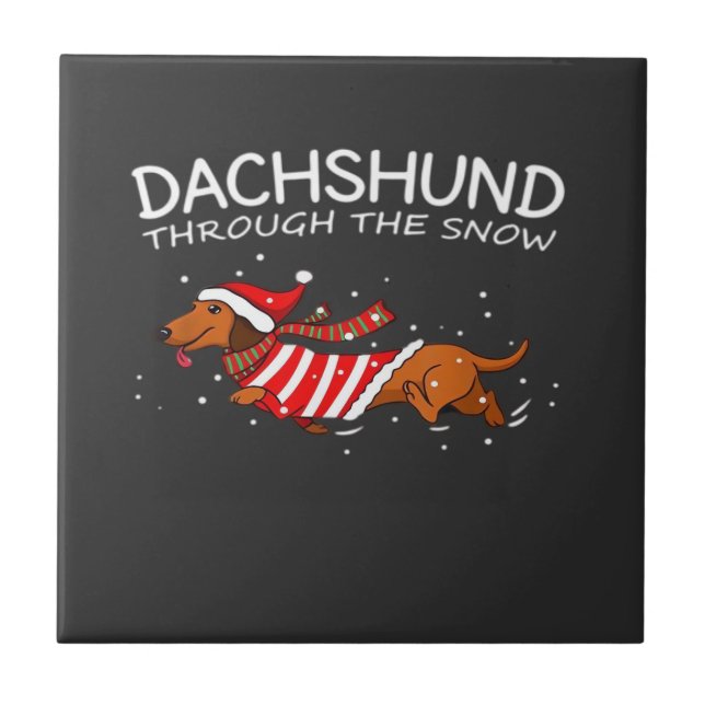 Dachshund Através Da Neve Cachorro Engraçado Natal (Frente)