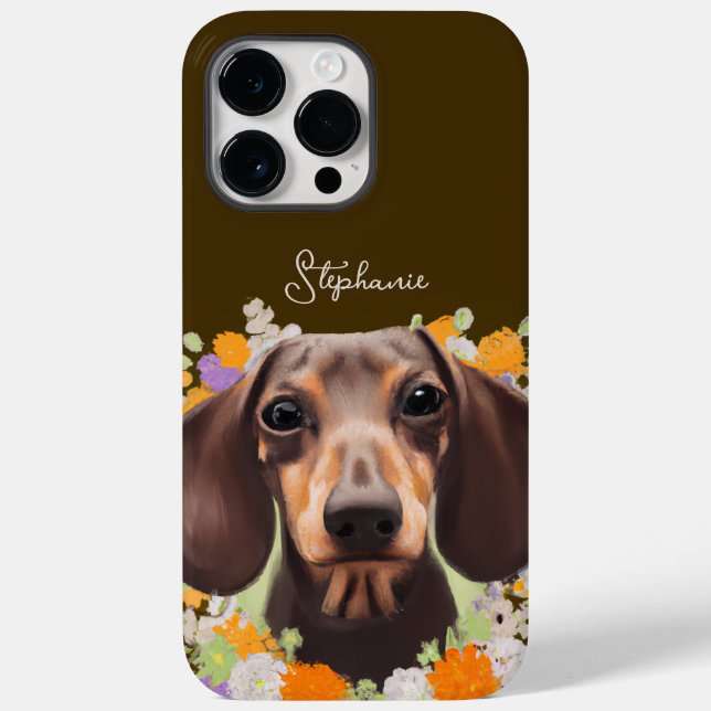 Dachshund Bonito Com Flores E Nome Doxie (Verso)