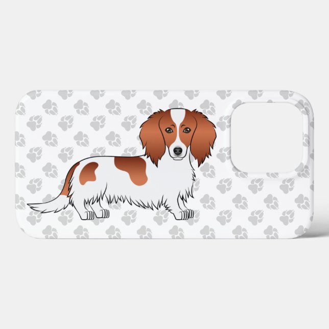 Dachshund Cartoon Cão de Pelo Longo Malhado de Ver (Verso (horizontal))