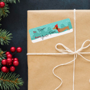Dachshund Christmas Warm Deseja Pequenas Etiquetas