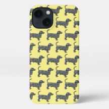 Dachshund Daxie Cachorro Cute Silhouch Amarelo