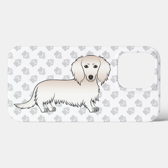 Dachshund de Cabelo Longo Creme Cachorro de Desenh (Verso (horizontal))