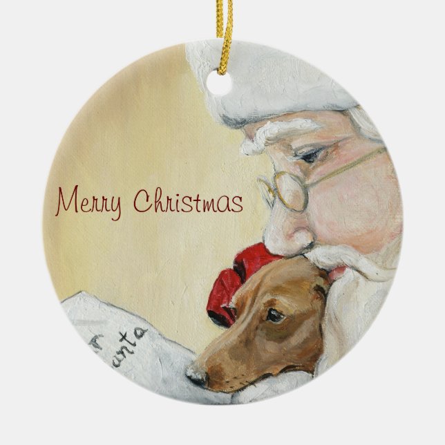 Dachshund do Feliz Natal & ornamento da arte do (Frente)