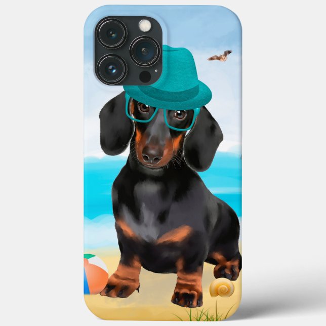 Dachshund Dog em Beach (Verso)