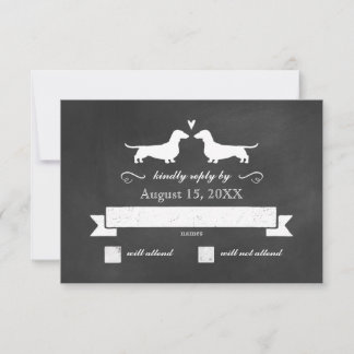 Dachshund Dog Silhouettes Casamento RSVP Resposta