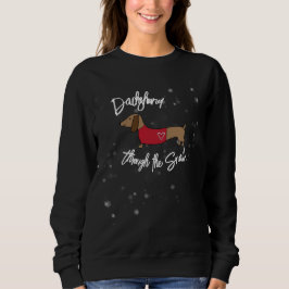 Dachshund Doxie Através da Camisa de Natal da Neve