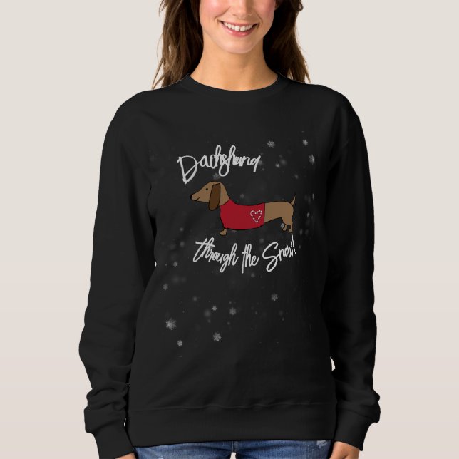 Dachshund Doxie Através da Camisa de Natal da Neve (Frente)