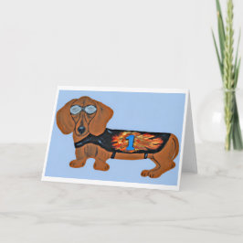Dachshund em Cartão Plano de Jaqueta de Corrida