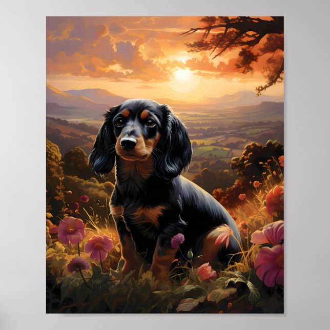 Dachshund Em Dusk Poster (Frente)