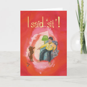 Dachshund em Pé - Engraçado Obter Um Cartão Bem Sa