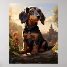 Dachshund Em Um Poster De Log
