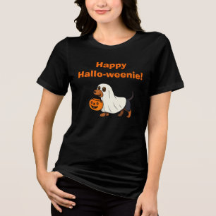 Dachshund engraçado no Halloween Feliz Hallo-weeni