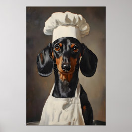 Dachshund In Chefs Hat Poster, Pet Poster