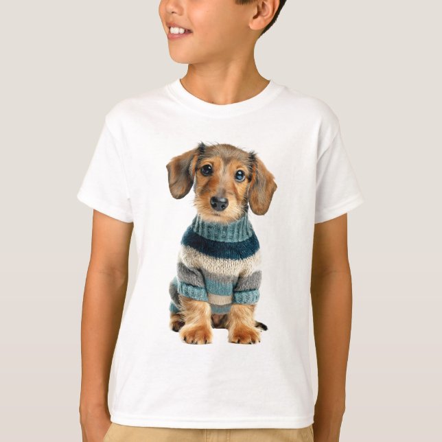 Dachshund Infantil de Suéter Listrado (Frente)