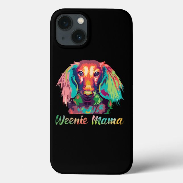 Dachshund Mama Wiener Cachorros Flores Rosa Cute W (Verso)