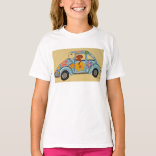 Dachshund na Camiseta do Carro Hippie