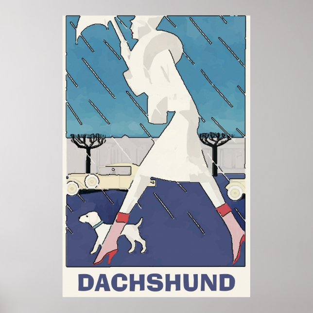 Dachshund na Chuva Poster (Frente)