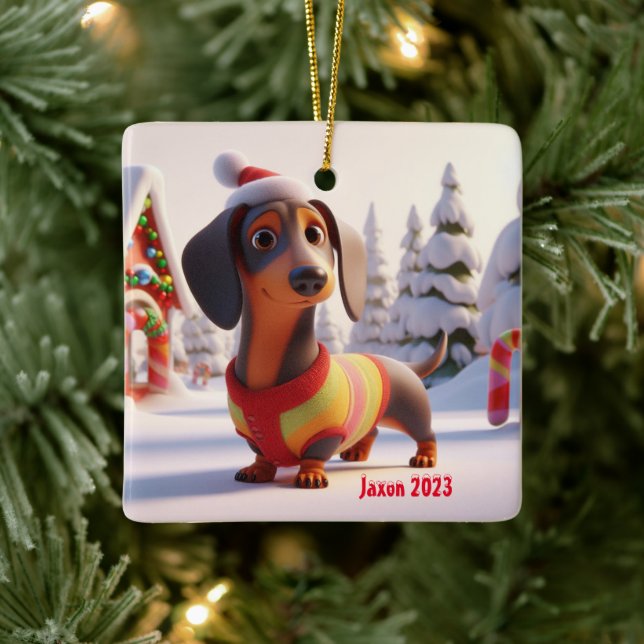 Dachshund Puppy Personalizado Cerâmica Ornamento d (Árvore)