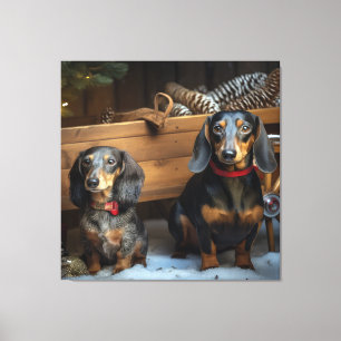 Dachshund Snowy Sleigh Decoração de Natal