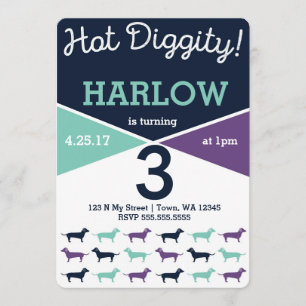 Dachshund t.c.p. Wiener Dog Convite de Aniversári