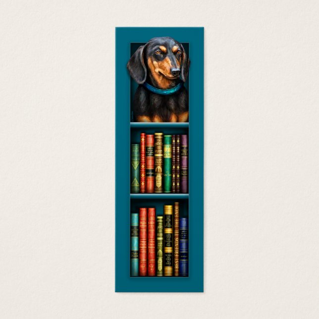 Dachshund Teal Bookmark (Frente)