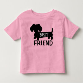 Dachshund Toddler, melhor amigo, dá uma camisa cor