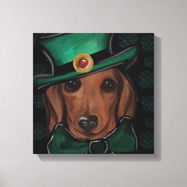 Dachshund Vermelho     Impressão em Tela (Frente)