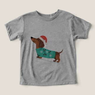 Dachshund vestindo Suéter de Natal e Chapéu de Pap