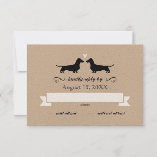 Dachshund Wiener Dog Silhouettes Casamento RSVP
