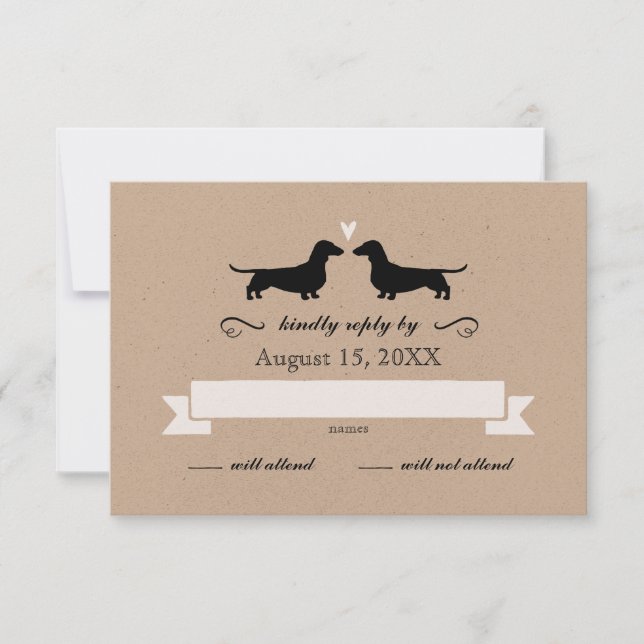 Dachshund Wiener Dog Silhouettes Casamento RSVP (Frente)