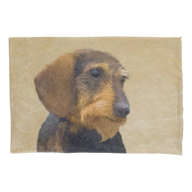 Dachshund (Wirehaired): Pintura original de cães (Frente)