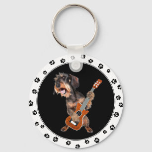 Dachshund, Wirehaired, Tocando Chaveiro de Violão