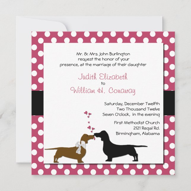 Dachshunds bonitos que Wedding o convite (Frente)