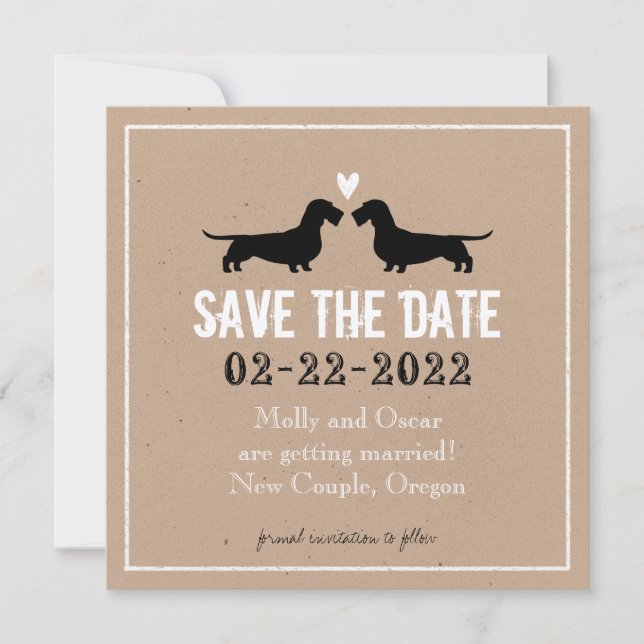 Dachshunds de Cabelo Raspado Anúncio de Casamento (Frente)