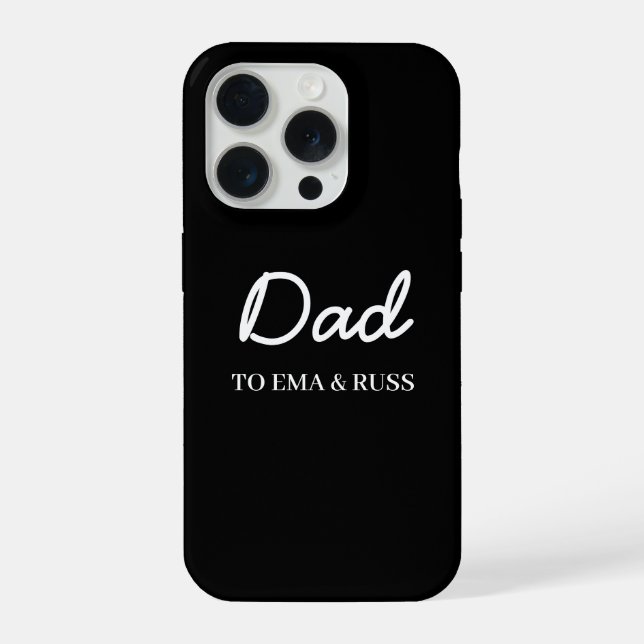 Daddy Modern Kids Names Father's Day Black (Verso)