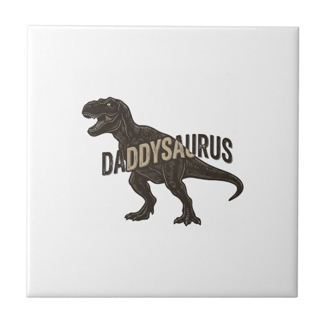 Daddysaurus Dinosaur Vintage Engraving Shirt Desig (Frente)