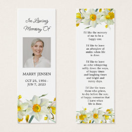 Daffodil Floral Photo Funeral Memorial Bookmark