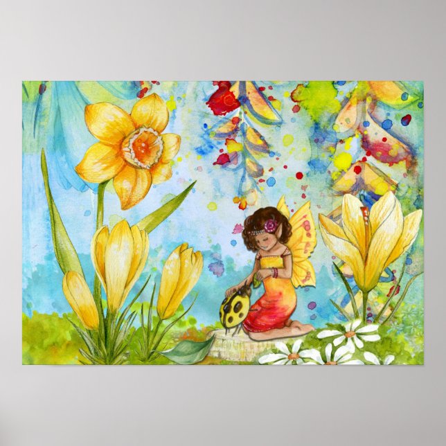 Daffodil Pixie Watercolor Poster (Frente)