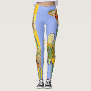 Daffodil Watercolor Flor Lilac Leggings Florais