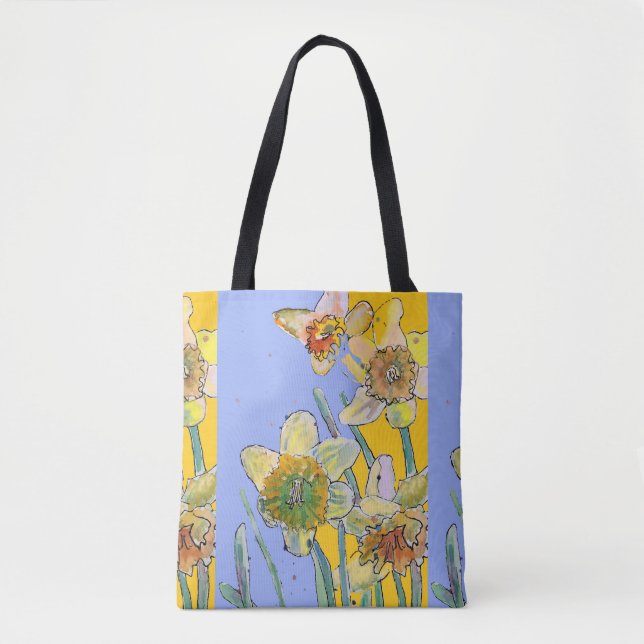 Daffodil Watercolor floral Damas Art Tote Bag (Frente)