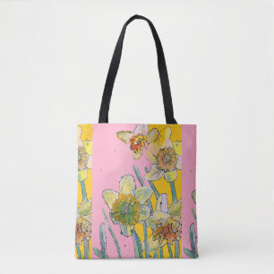 Daffodil Watercolor floral Damas Art Tote Bag