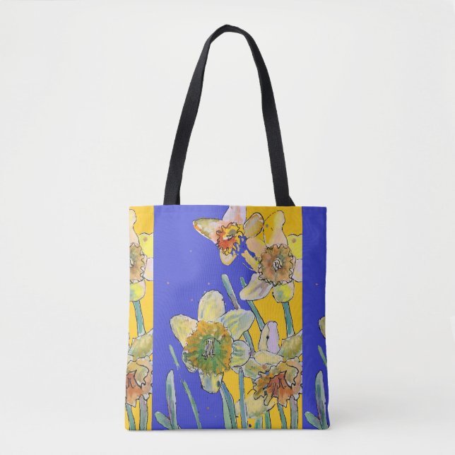Daffodil Watercolor floral Damas Art Tote Bag (Frente)