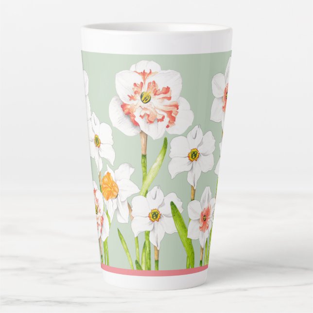 Daffodils em uma grande caneca latina (Frente)