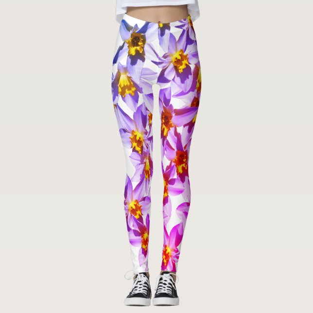 Daffodils Flores Leggings Personalizadas de Foto (Frente)